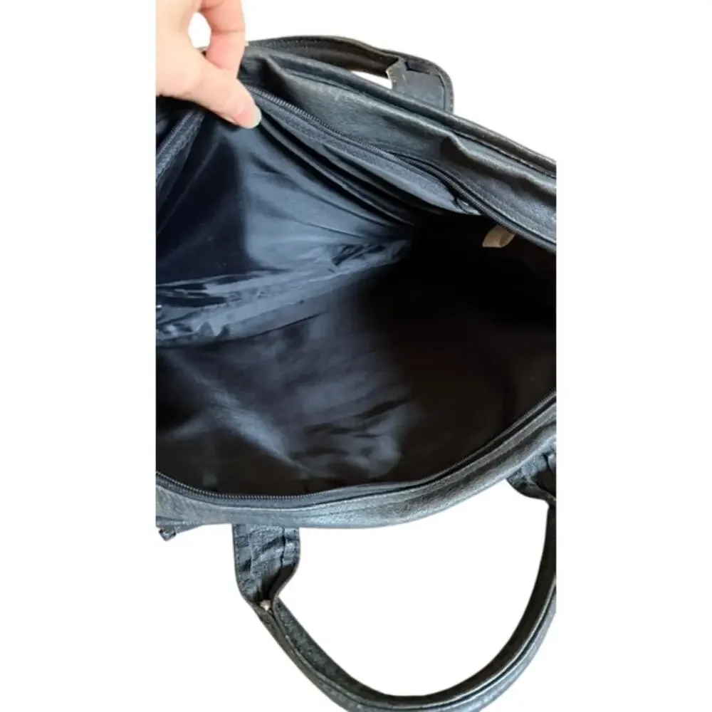 Avenues Genuine Leather Laptop Briefcase Messenger Bag Black 16.5